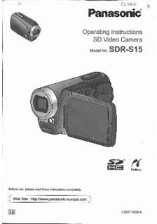 Panasonic SDR S 15 manual. Camera Instructions.